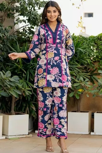 Blue floral printed co ord set