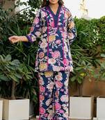 Blue floral printed co ord set
