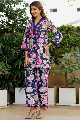 Blue floral printed co ord set 2