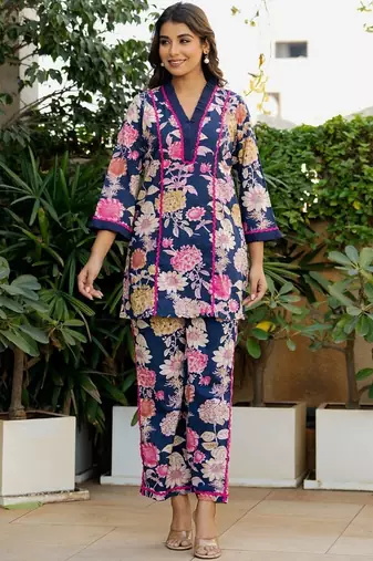 Blue floral printed co ord set