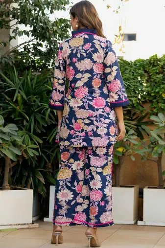Blue floral printed co ord set