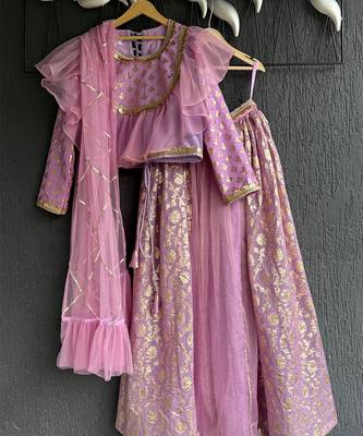 Purple embroidered organza lehenga set 1