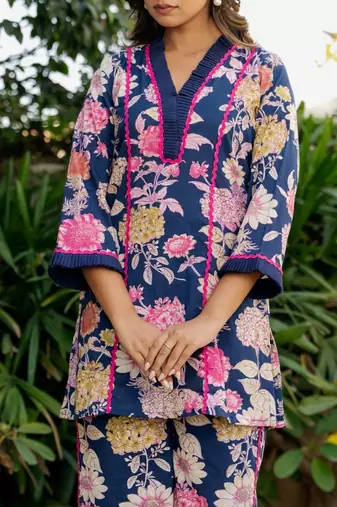 Blue floral printed co ord set