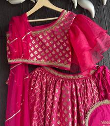 Pink printed organza lehenga set