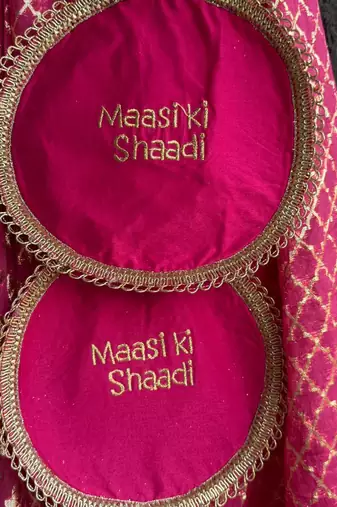 Pink printed organza lehenga set