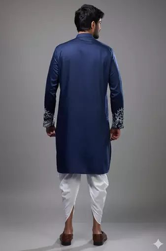 Blue silk kurta patiala for men's