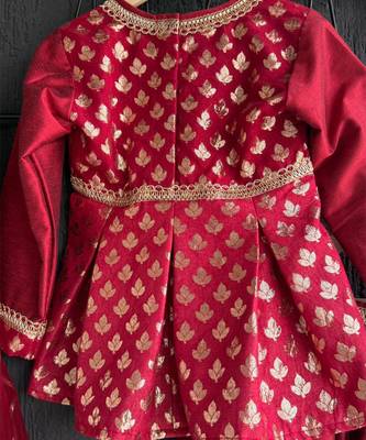 Red printed net lehenga set 2