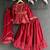 Red printed net lehenga set