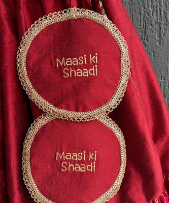 Red printed net lehenga set 5