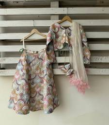 Multicolor embroidered cotton silk lehenga set