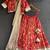 Red printed cotton silk lehenga set