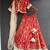 Red printed cotton silk lehenga set