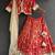 Red printed cotton silk lehenga set