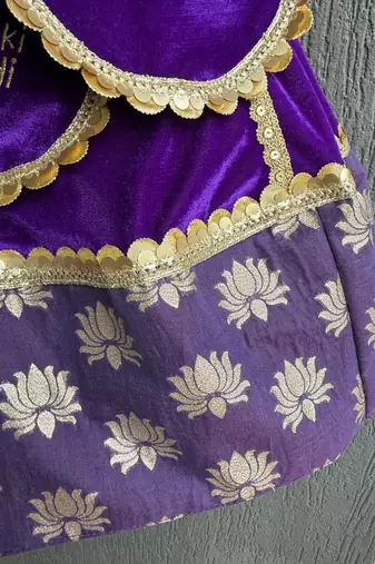 Purple embroidered velvet lehenga set