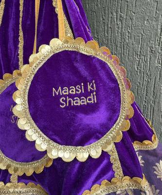 Purple embroidered velvet lehenga set 4