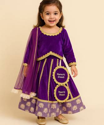 Purple embroidered velvet lehenga set 1