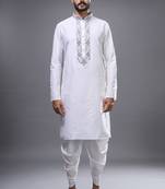 White silk kurta patiala for men's