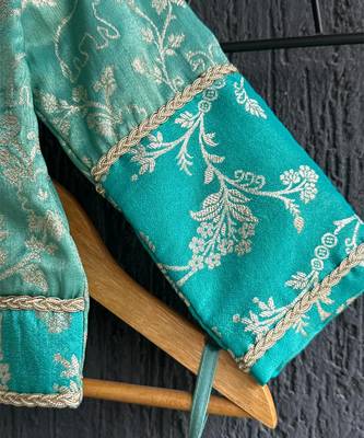 Blue printed cotton silk lehenga set 4