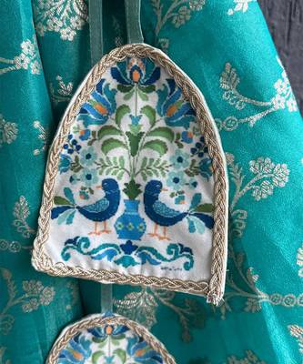 Blue printed cotton silk lehenga set 5
