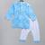 Blue printed cotton kurta pyjama