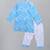 Blue printed cotton kurta pyjama