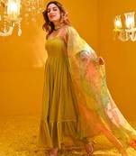 Green viscose rayon kurta-sets