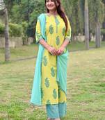 Green viscose rayon kurta-sets