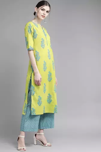 Green viscose rayon kurta-sets