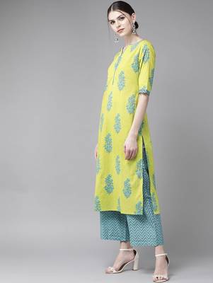 Green viscose rayon kurta-sets 4