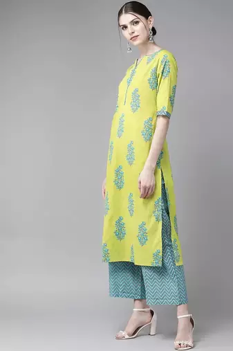 Green viscose rayon kurta-sets
