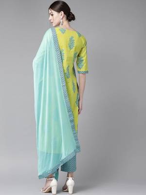 Green viscose rayon kurta-sets 5