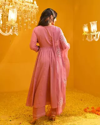 Pink viscose rayon kurta-sets 2