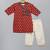 Red printed cotton kurta pyjama