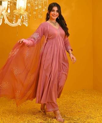 Pink viscose rayon kurta-sets 3