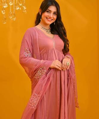 Pink viscose rayon kurta-sets 4