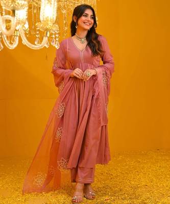 Pink viscose rayon kurta-sets 5