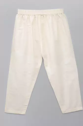 Green embroidered cotton silk Boy's Kurta Pyjama