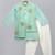 Green embroidered cotton silk kurta pyjama