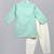 Green embroidered cotton silk kurta pyjama