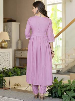 Pink viscose rayon kurta-sets 1
