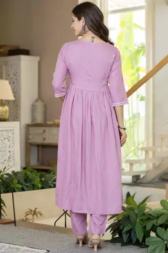 Pink viscose rayon kurta-sets