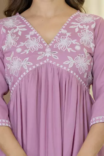 Pink viscose rayon kurta-sets