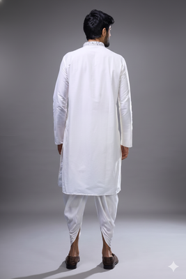 White silk kurta patiala for men's 2