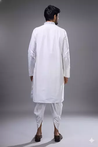 White silk kurta patiala for men's
