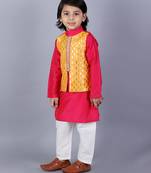 Pink embroidered cotton silk kurta pyjama