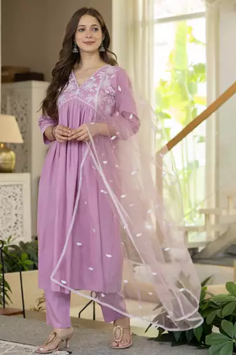 Pink viscose rayon kurta-sets