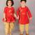 Red embroidered cotton silk kurta pyjama