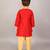 Red embroidered cotton silk kurta pyjama