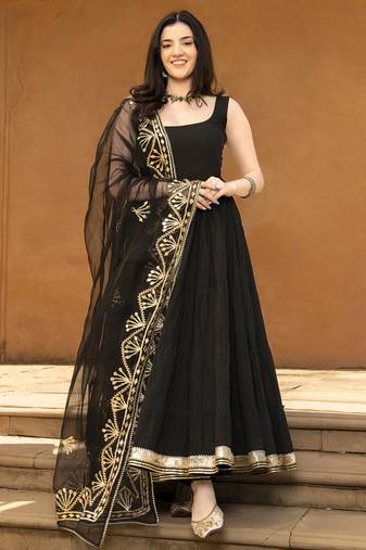 Black viscose rayon kurta-sets