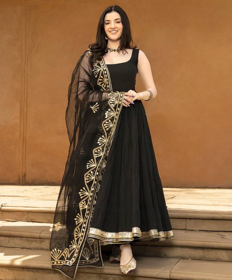Black viscose rayon kurta-sets
